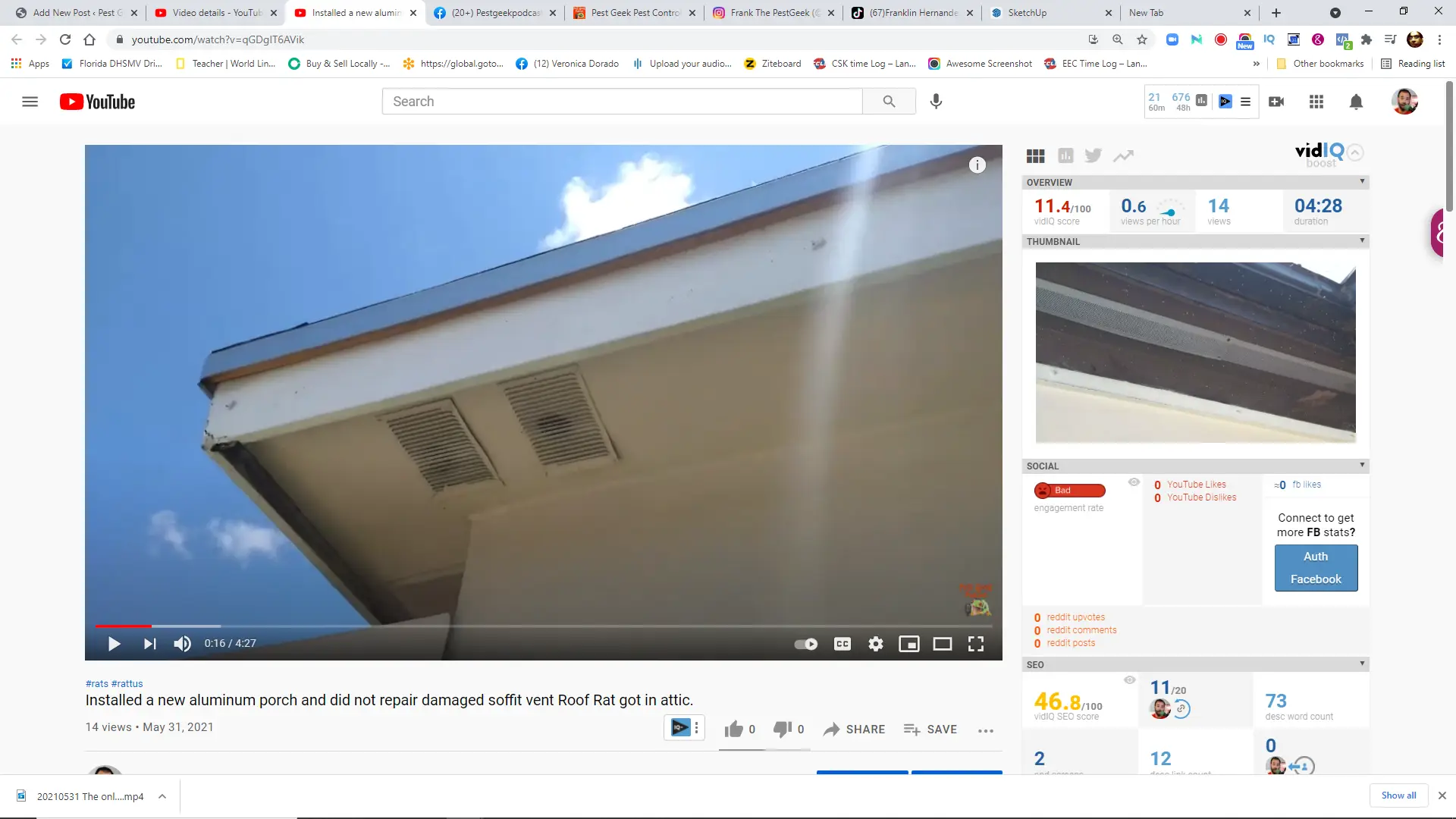 The only possible entry point for a roof rat, they did not repair it before installing new patio.