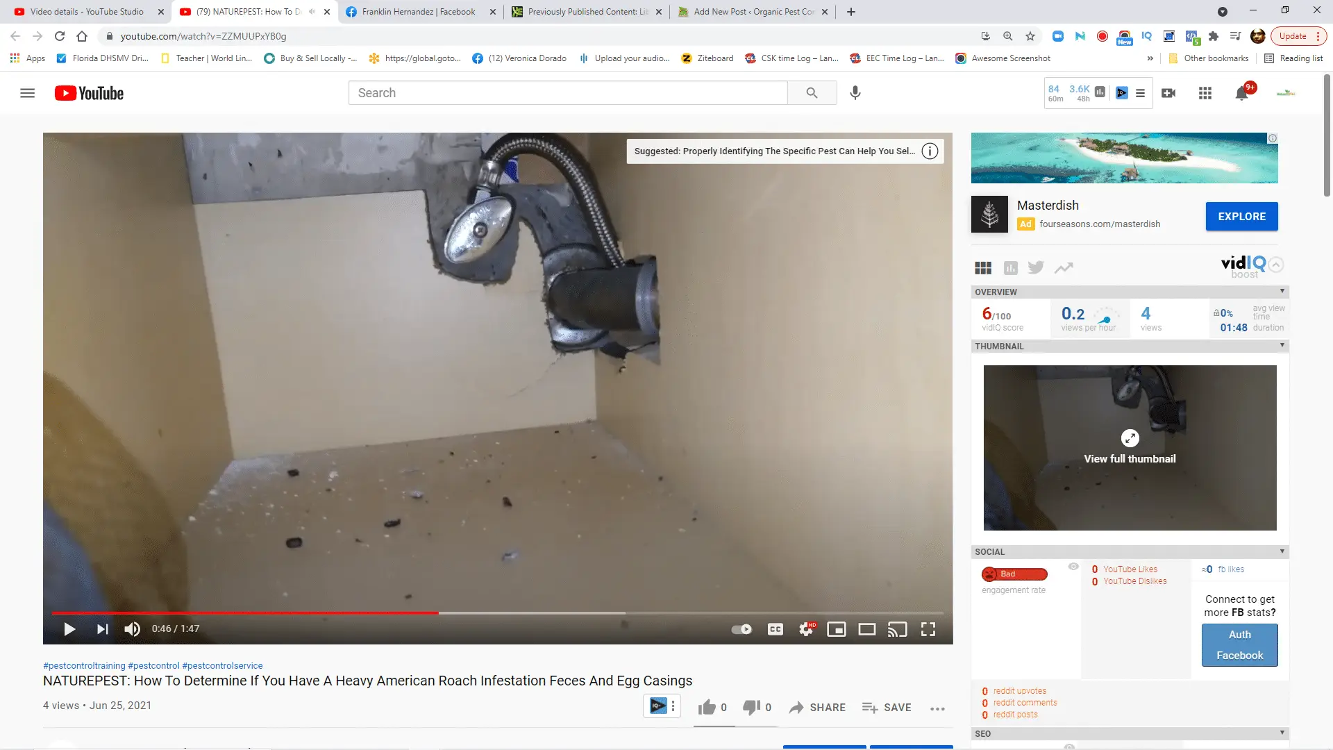 Determining if there is a heavy American roach infestation.