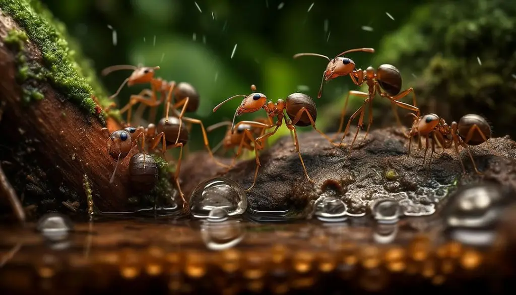 Ant2 fire ants working together green leaf generated by ai