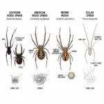 Infographic comparing common Florida house spiders like the Southern House Spider and Brown Widow, highlighting key identification features for homeowners.